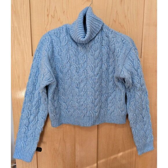 Jessica Simpson Womens Cable Knit Turtleneck Sweater M Cozy Blue - Picture 1 of 6